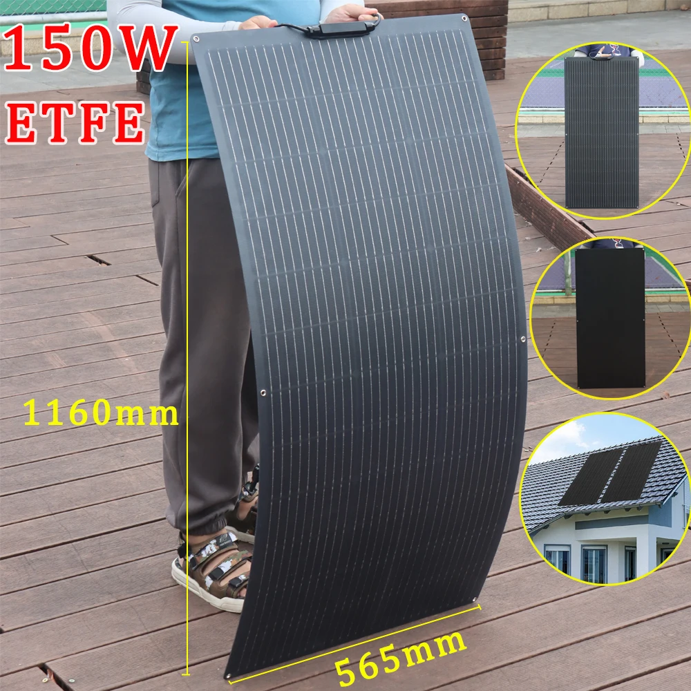 ETFE PET لوحة طاقة شمسية 300 واط 150 واط 240 واط 120 واط 100 واط 50 واط لوحة ضوئية مرنة 12 فولت 24 فولت شحن البطارية تخييم RV سقف المنزل أحادي #2