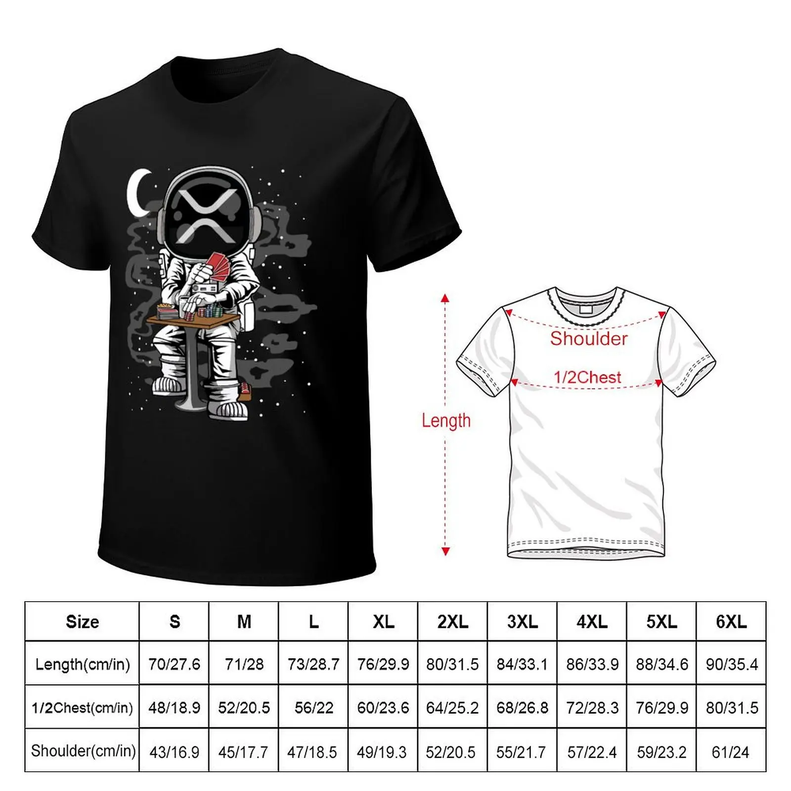 Astronaut Ripple XRP Coin To The Moon Crypto Token Blockchain Cryptocurrency Wallet T-Shirt Large Size Short Sleeve T-Shirt