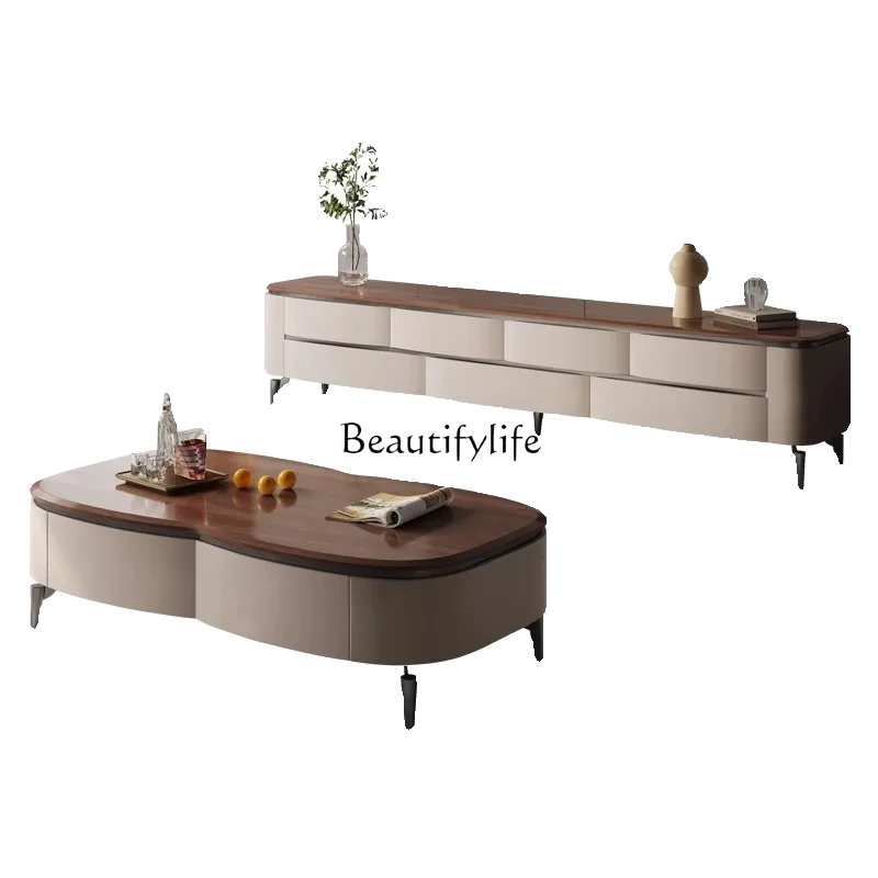 

35*Solid wood coffee table Italian light luxury