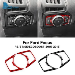 Real Soft Carbon Fiber Sticker For Ford Focus SE RS ST MK3 Ecoboost 2015 2016 2017 2018 LHD RHD Car Headlight Button Accessories