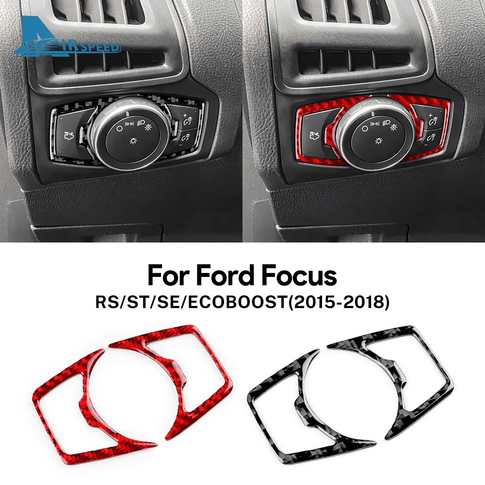 Naklejka z prawdziwego miękkiego włókna węglowego na Ford Focus SE RS ST MK3 Ecoboost 2015 2016 2017 2018 LHD RHD Akcesoria do przycisków reflektorów samochodowych