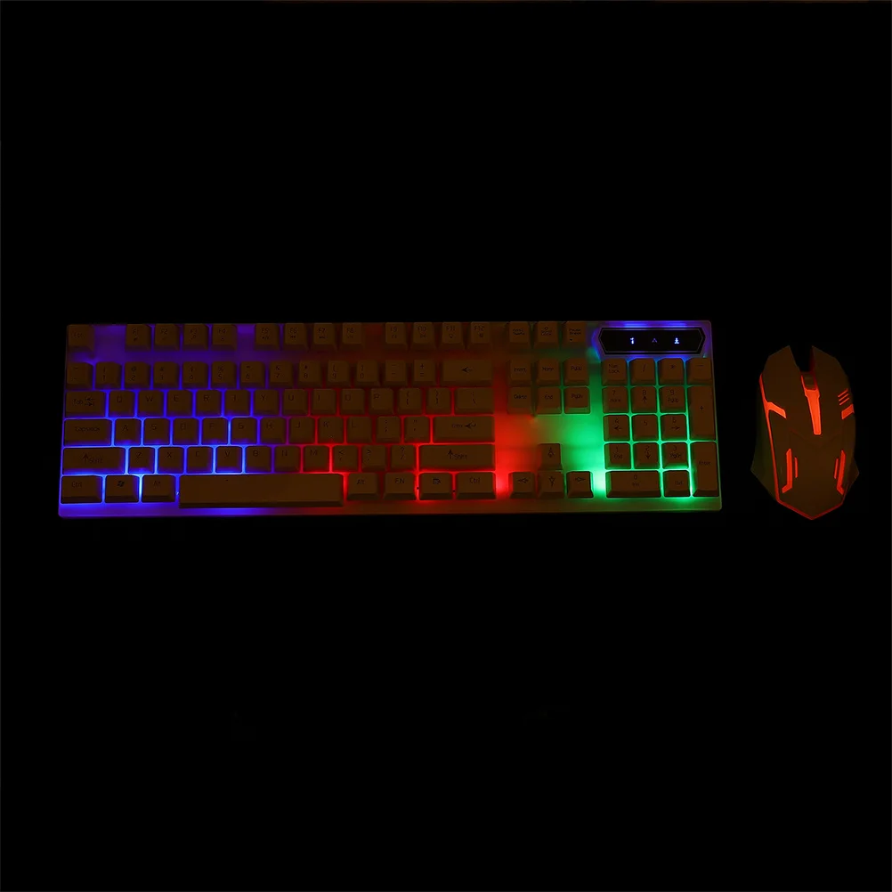 

1Set Rgb Gaming Keyboard Mouse Combo Backlit Ergonomic Suspension Buttons Wired USB Computer Keyboard Mouse Set for Gamers