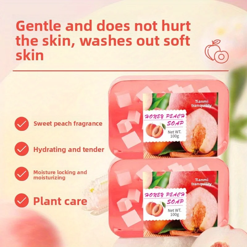 Peach Jelly Soap, 3-in-1 Cleansing and Bath Soap, deeply cleanses and bathes the whole body, suitable for all skin types,