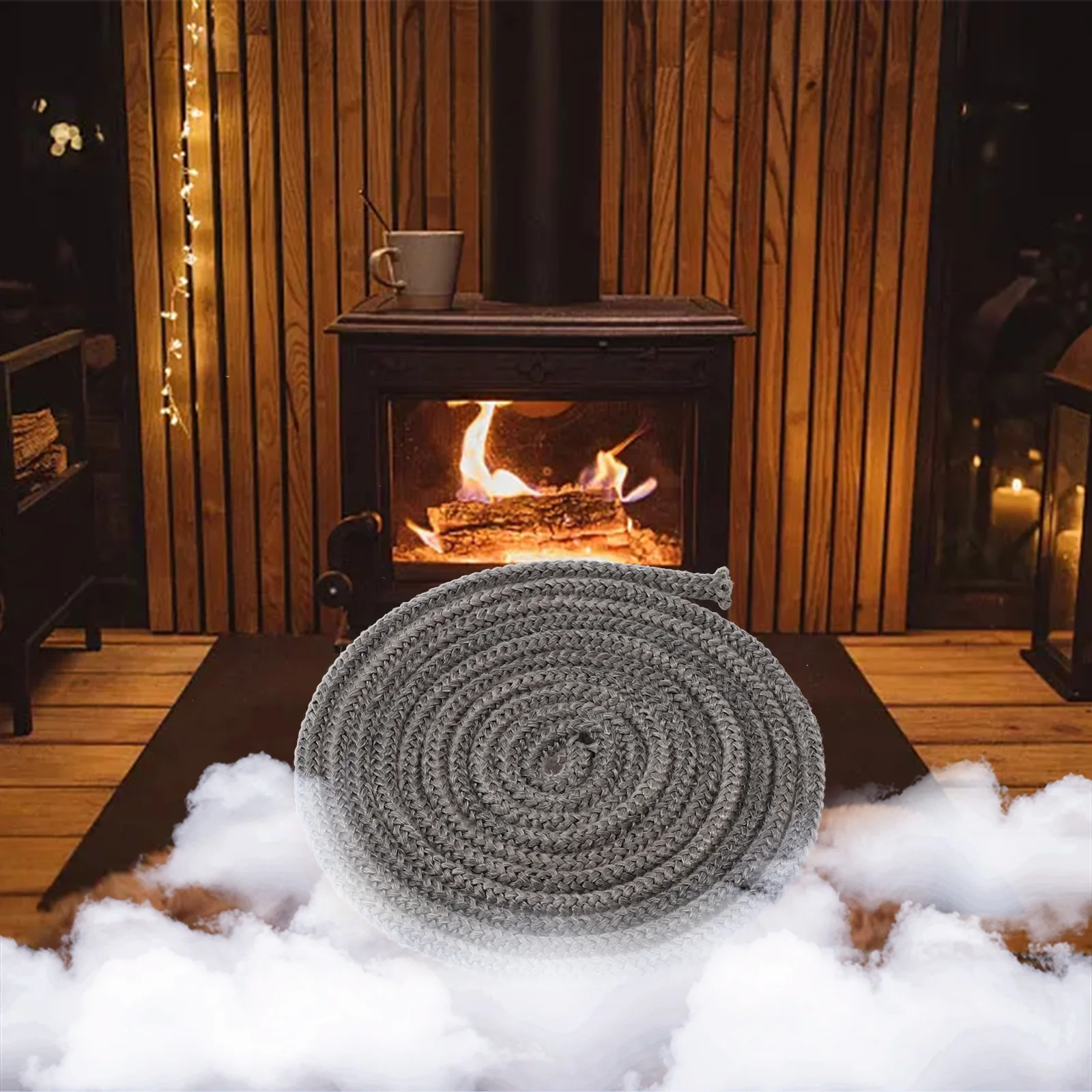 Wood Stove Door Gasket Rope Seal Soft Wood Burning Stove Doors 12mm X 2m Elastic Good Sealing Performance Black