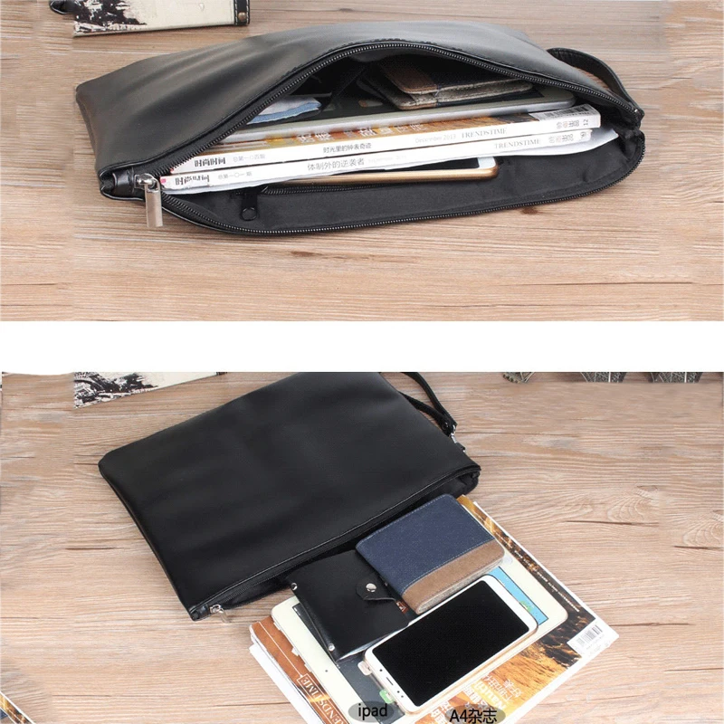 Men Handbag Luxury Men's Clutch Bag Large Capacity Soft PU Leather Business Hand Bag Casual Zipper Envelope Clutch Bags