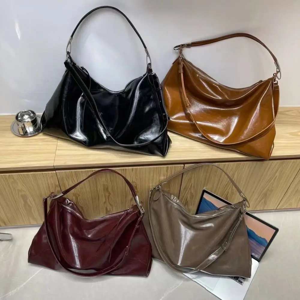 Damen Mode Öl-Wachs-Leder Umhängetasche Vielseitige Große Kapazität Schultertaschen Luxuriöses Design Elegante Handtasche – Detail 11