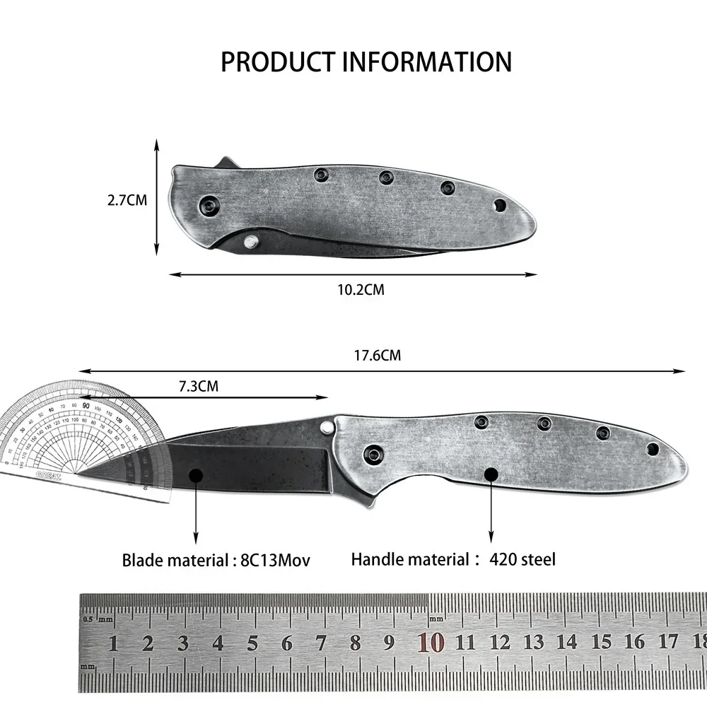 Multifunction 1660 Leek Tactical Flipper Folding Knife 8C13Mov Stonewash Blade Camping Hunting Knives Outdoor Pocket EDC Tools