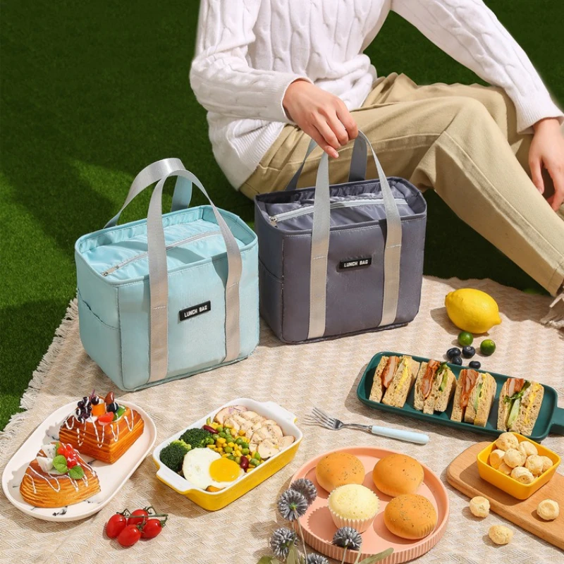 Handheld lunch box insulated bag for office workers, waterproof meal bag with rice, thickened bento bag insulated ice pack