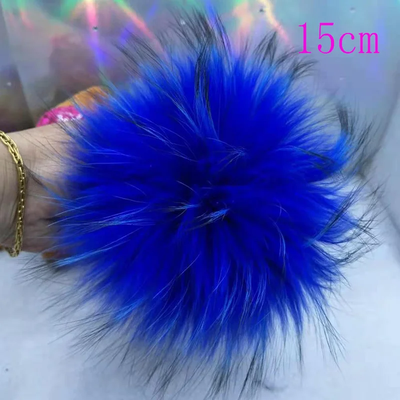 CUSTOM Luxury Raccoon Fur PomPom 100% Natural Fox Pom Pom Handmade Large Hair Ball Pompon With Buckle Wholesale