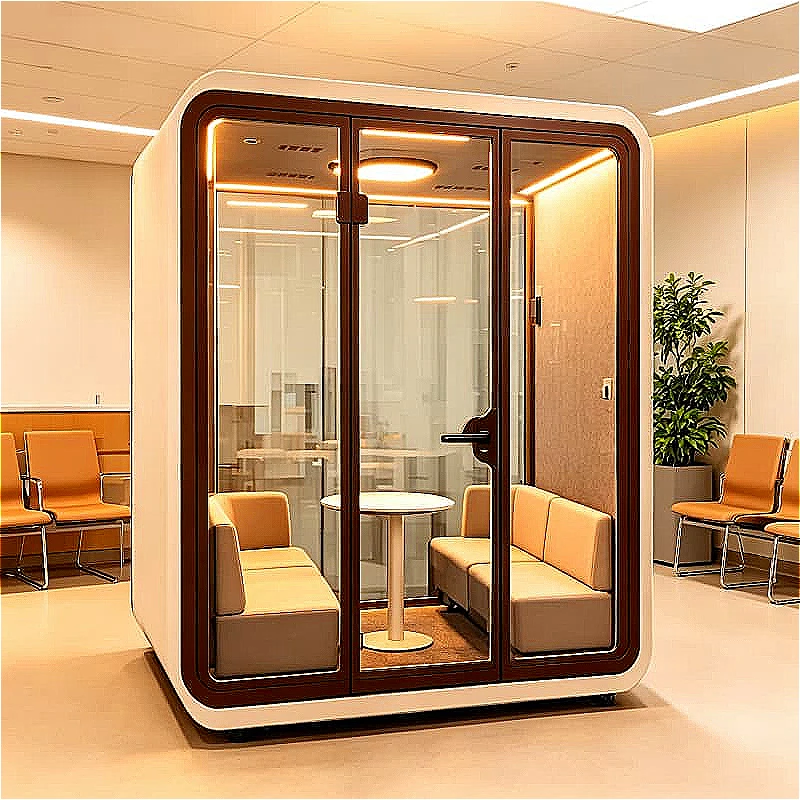 Designer Soundproof Booth Acoustic Glass Pod Office Cabin For Stylish Office Interior Customized Home Soundproof Cabin