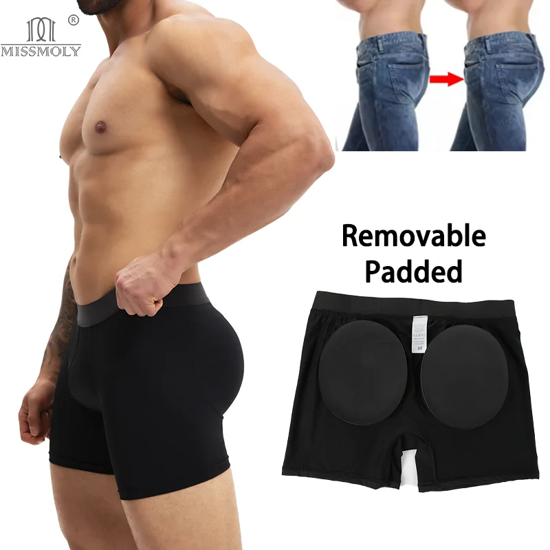 

Miss Moly Men Sexy Butt Lifter Shapewear Boxer Tummy Control Brief Breathable Enlarge Pad Underpants Removable Pad Underpant