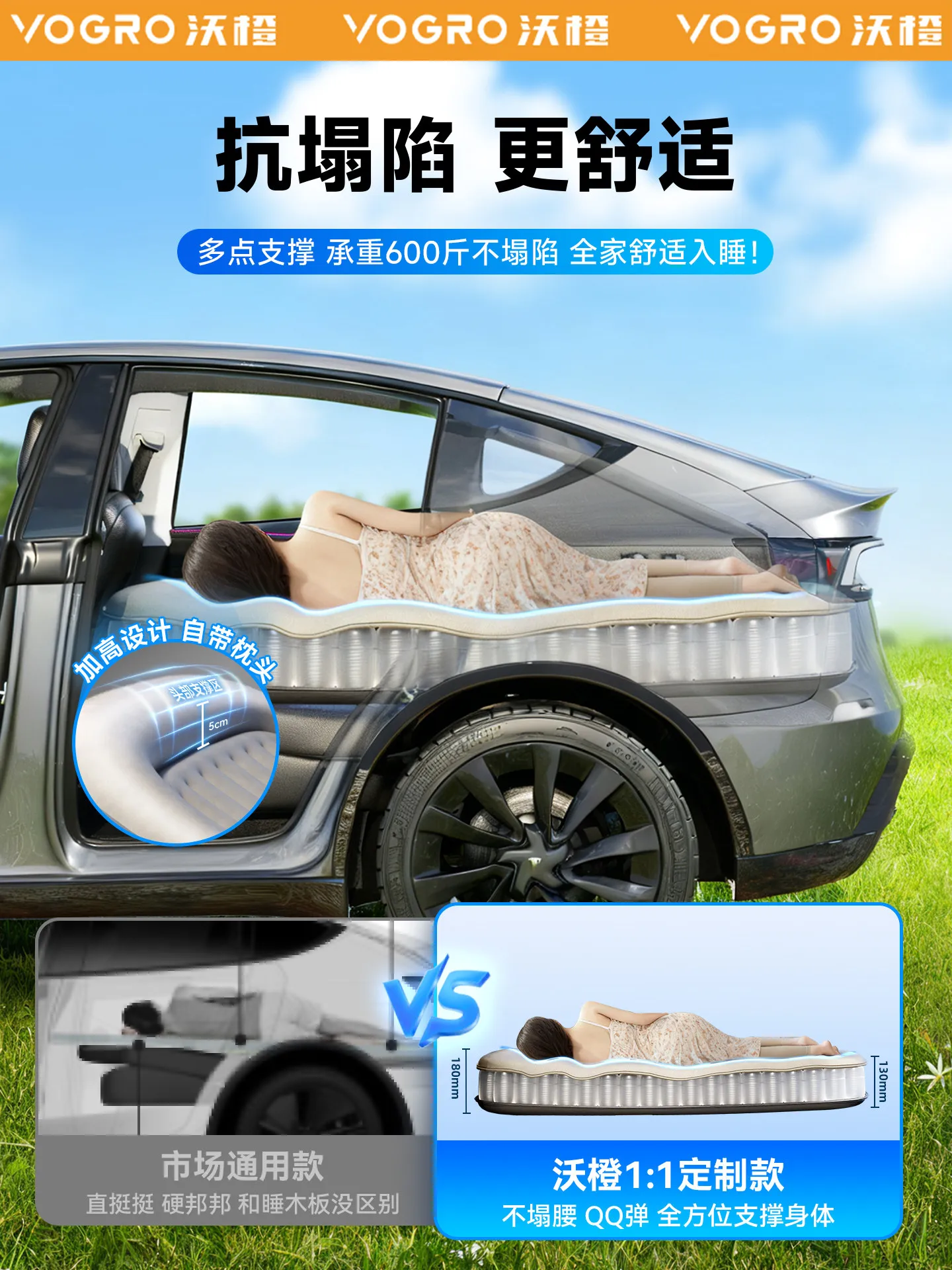 For Tesla Model y electric inflatable mattress, Model Y juniper rear lunch break camping mat, easy to store, outdoor fishing