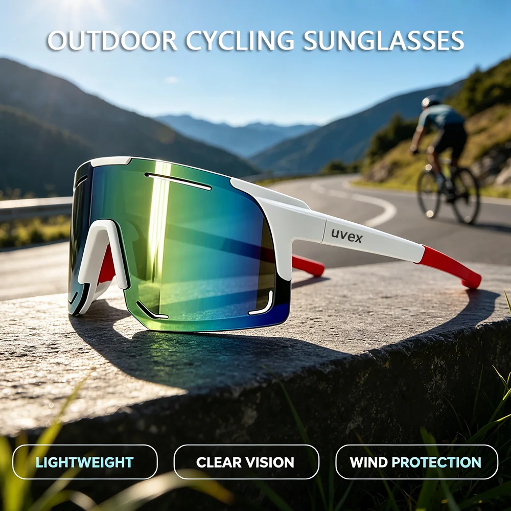 Radfahrer-Sonnenbrille für Outdoor-Sportarten, Fahrradbrille für Straßen- und Mountainbikes, Angeln, Wandern, Reiten, Unisex-Brille mit Etui