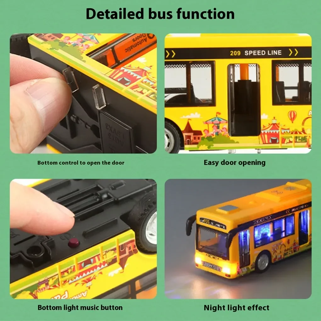 Childrens Large Toys Simulate Real Bus Scene Built-in Lighting Music Durable And Sturdy ABS Car Model Music Function