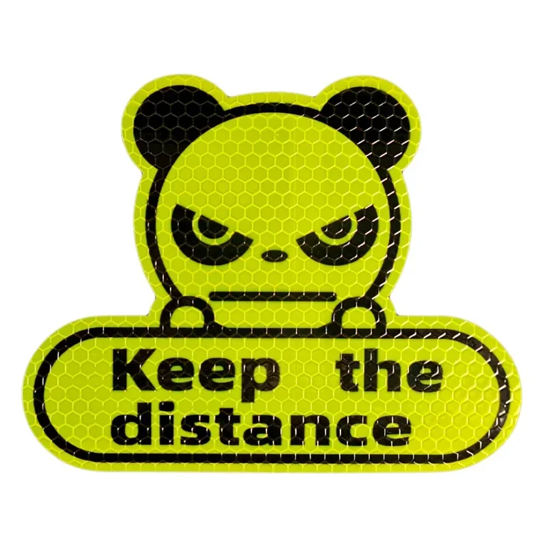 Keep Distance Reflective Stickers Panda Stickers Fluorescent Yellow Green Hexagon Honeycomb Cartoon Car Decoration Stickers