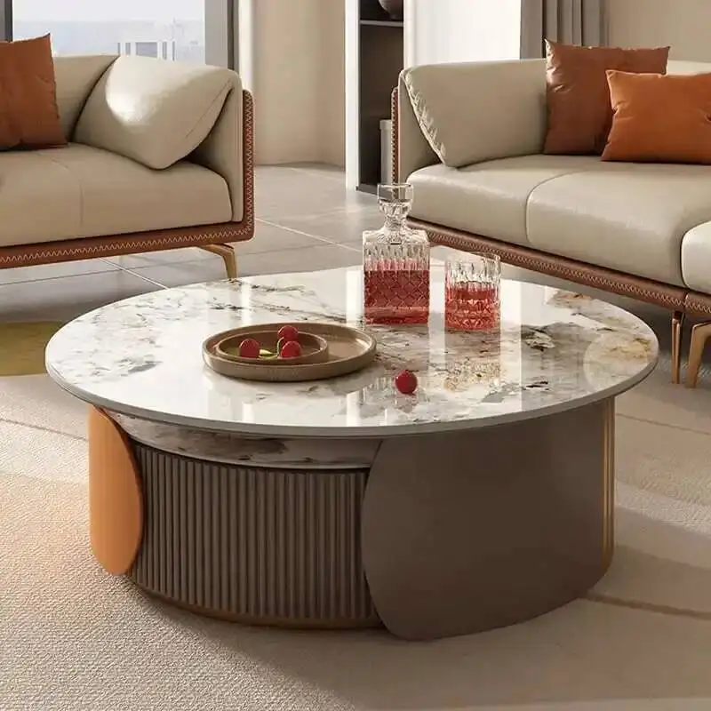 

Modern Simple Table Rock Living Coffee Room Plate Large Round Luxury Cabinet Side Table Room Center Stolik Kawowy Furniture