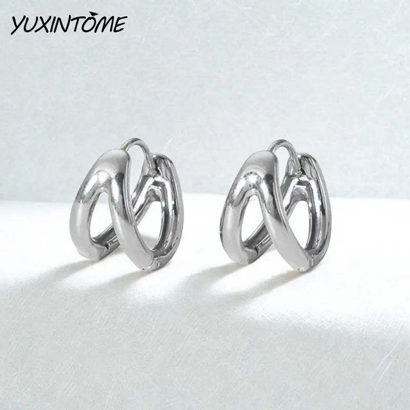 

925 Sterling Silver Needle European American Classic Simple Gentle Plain Double Earrings Women's Fashion luxury Party Jewelry