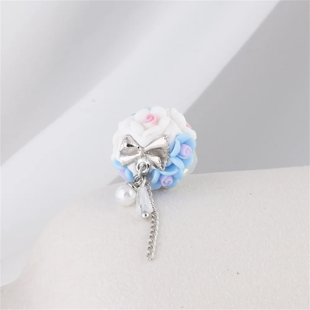ST58 Nightglow Gemstone Tassel Flower Soft Pottery Nepalese Straight Hole Beads DIY Handmade Key Necklace Accessories Material