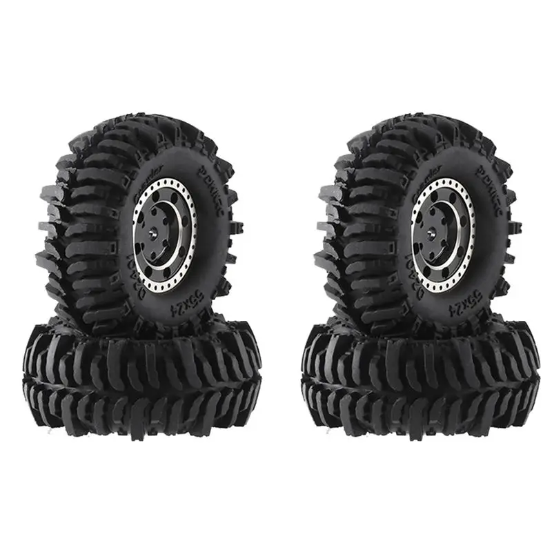 

B78B-4Pcs 55X22mm 1.0 Brass Wheel Rim Rubber Tire For 1/18 1/24 RC Crawler Car Axial SCX24 AX24 TRX4M FMS FCX24 Upgrade Parts