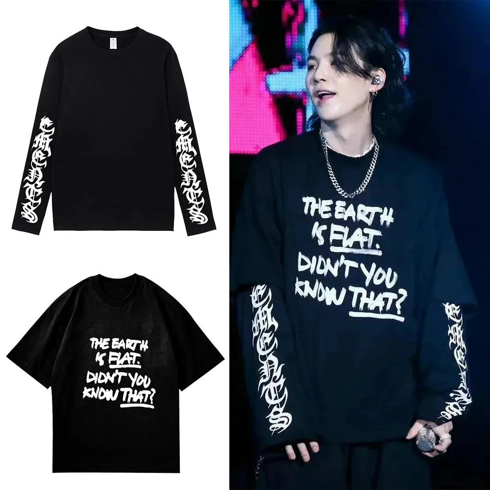 New Cotton T-shirt Kpop Suga Busan Concert Loose Short-sleeved Fashion T-shirt Unisex Fashion Fan Short-sleeved