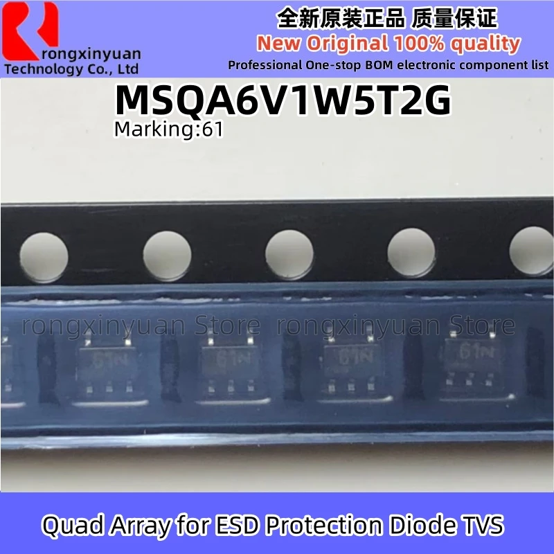 20Pcs Quad Array for ESD Protection Diode TVS MSQA6V1W5T2G Marking: 61 SOT-353/SC-88A  MSQA6V1W5T2 100% New Original