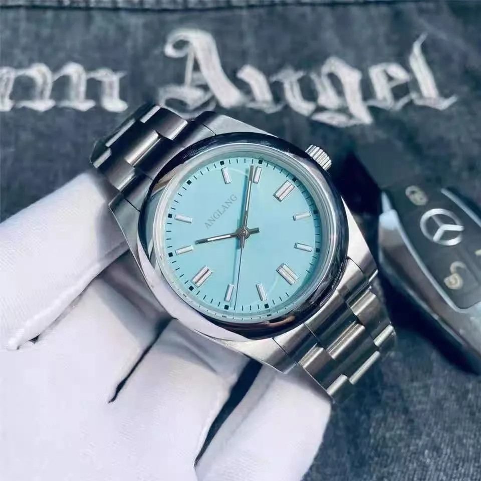 ANGLANG Oyster Men Women Constant Steel Belt Log 2813 Automatic Mechanical Watch Candy Color Scheme Couple Watch Luxury Watch