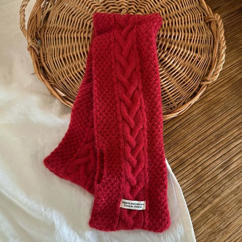 Personality Elastic Children Knitted Scarf Trendy Solid Color Woven Neckerchief Soft All-match Winter Cross Muffler Outdoor