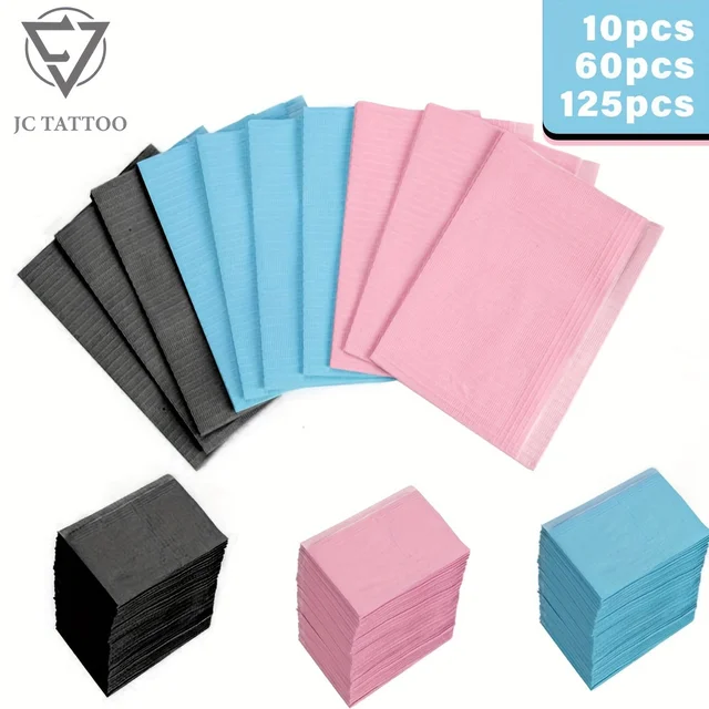 JC TATTOO 125Pcs Śliniaki dentystyczne Jednorazowe chusteczki do czyszczenia tatuażu 13 "x 17" 3-warstwowy wodoodporny arkusz do tatuażu Nail Tech Dental Clinic