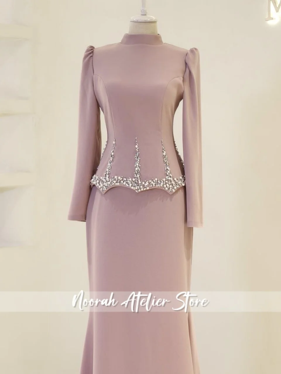 فساتين سهرة إسلامية فاخرة جديدة بأكمام طويلة باللون الأزرق 2025 دبي H N فستان رسمي طويل فستان رسمي Vestridos مخصص