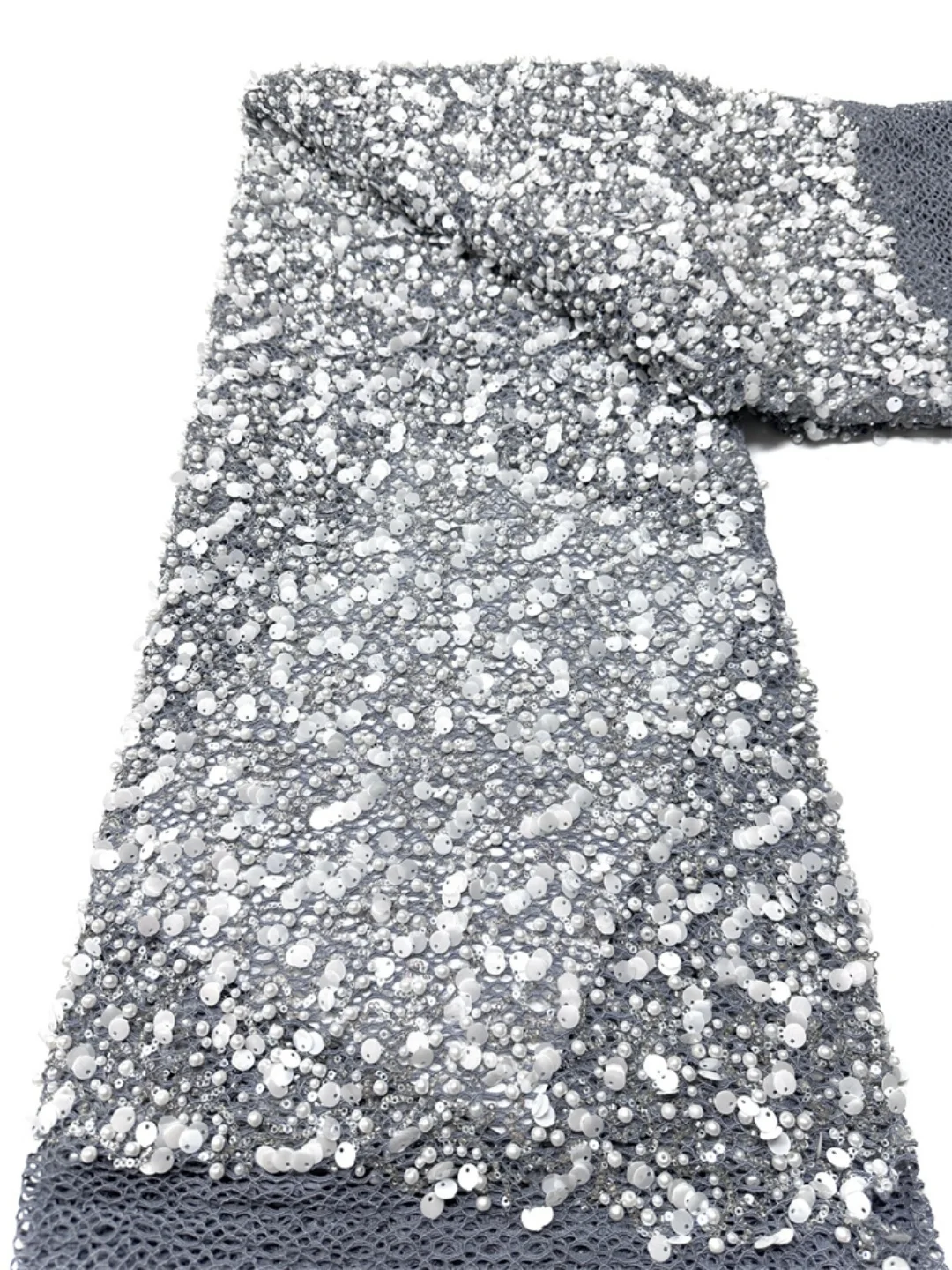 

2026 African Tulle Lace Fabric High Quality French Mesh Lace Fabric Heavy Beaded Sequins Nigerian Lace Fabric For Wedding Dress