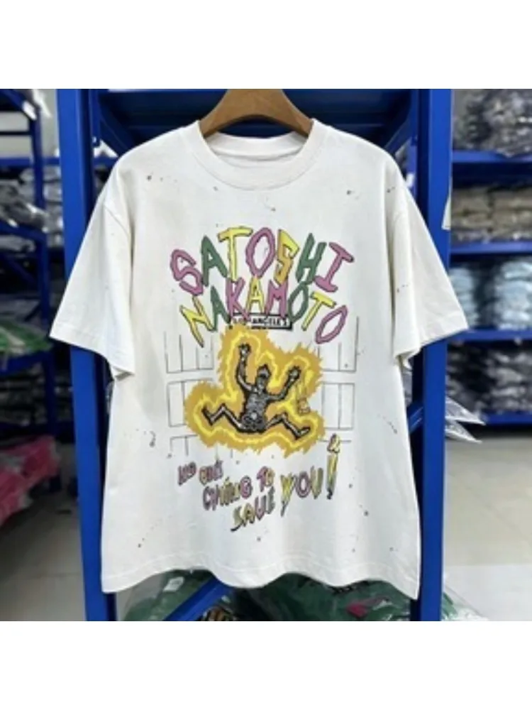 2026 Vintage Oversized T‑Shirt For Adults Kids Retro Distressed Graffiti Figure Silhouette Art Loose Short Sleeve Street Tee