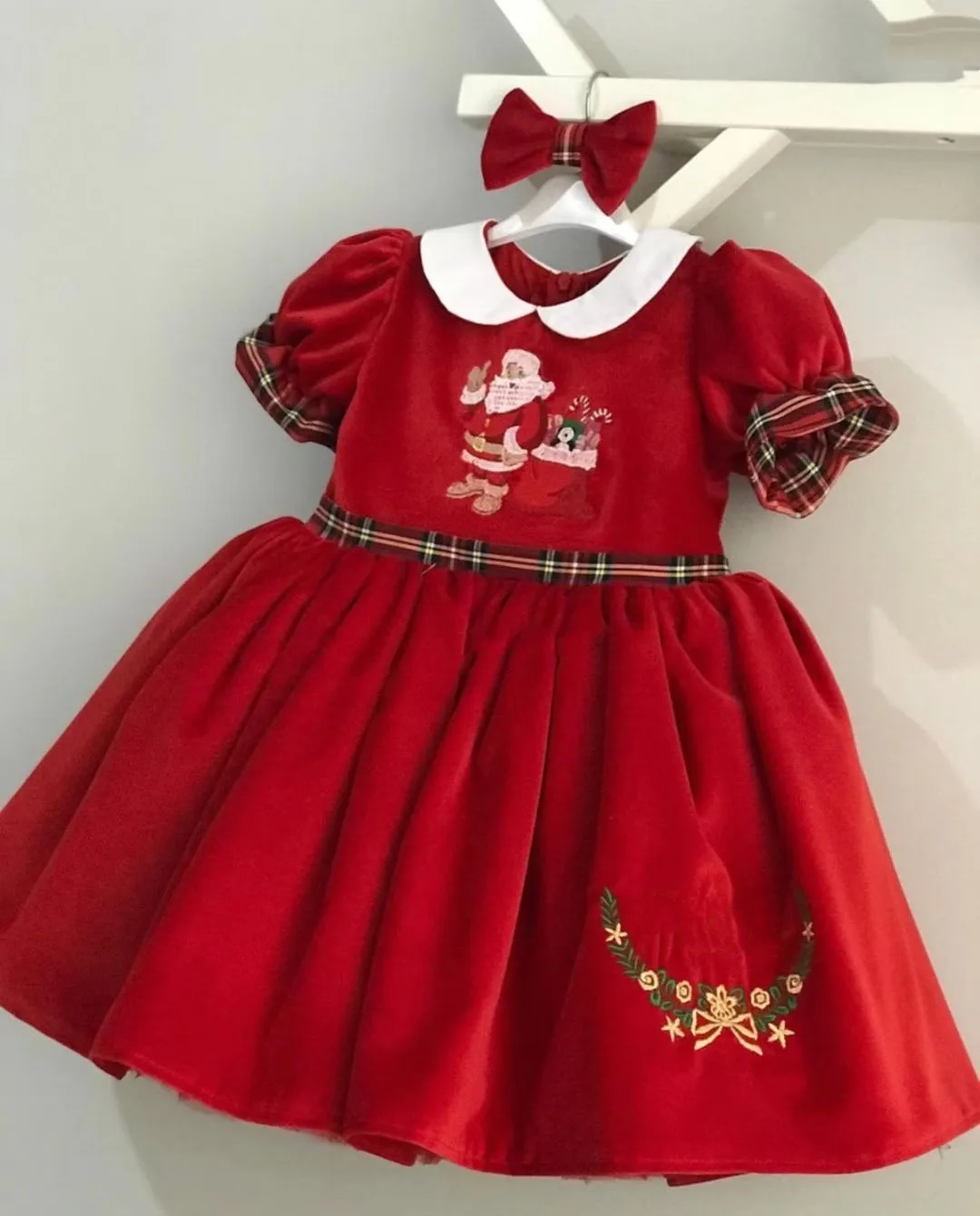 Baby Girl Boy Suit Autumn Winter Red Velvet Santa Claus Embroidery Vintage Princess Ball Gown Dress for Eid