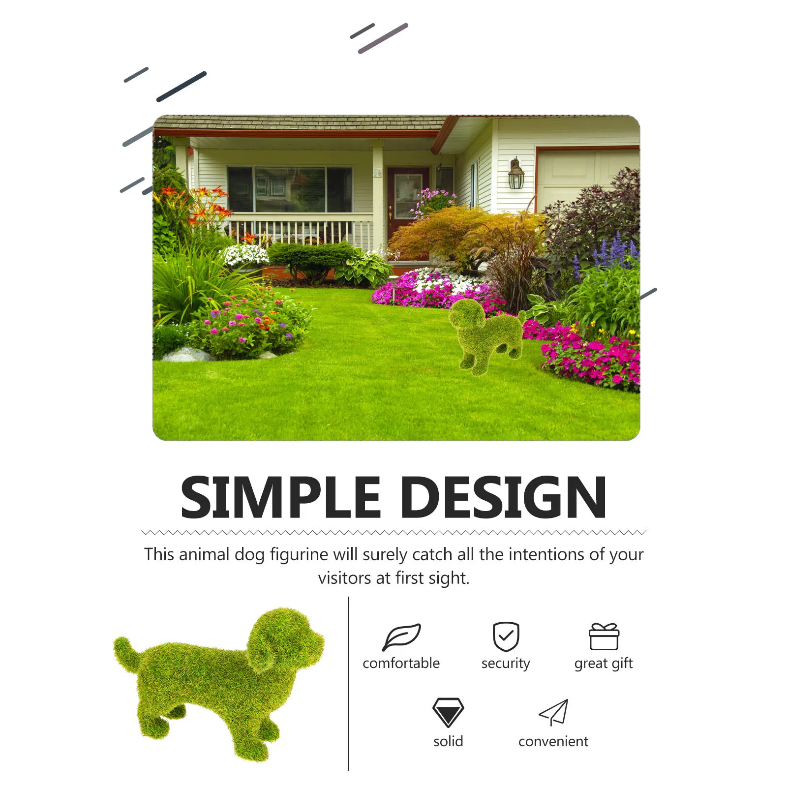 

Flocking Dog Garden Ornament Lightweight Indoor Outdoor Yard Decoration Lovely Artificial Animal Sculpture Dog Figurine