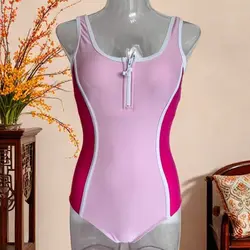 One-piece Swimsuit New White Slim Conservative Backless Sporty Women Triangle Racing