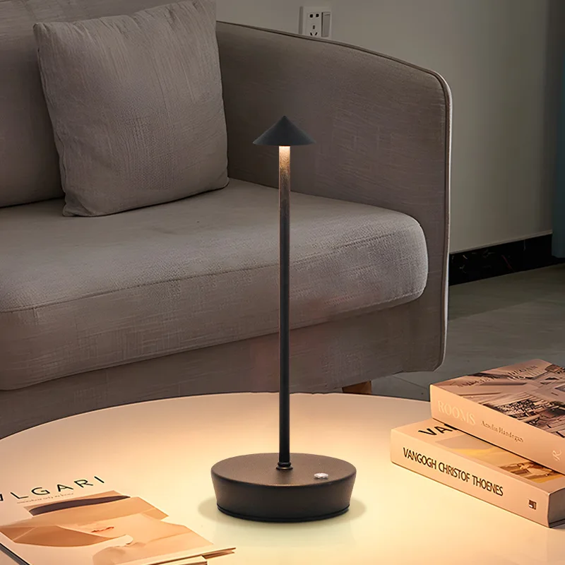 Minimal Cordless Table Lamp USB Rechargeable Tricolored Desk Lamp Elegant Slim Lighting Unique Portable Dimmable Reading Lamp