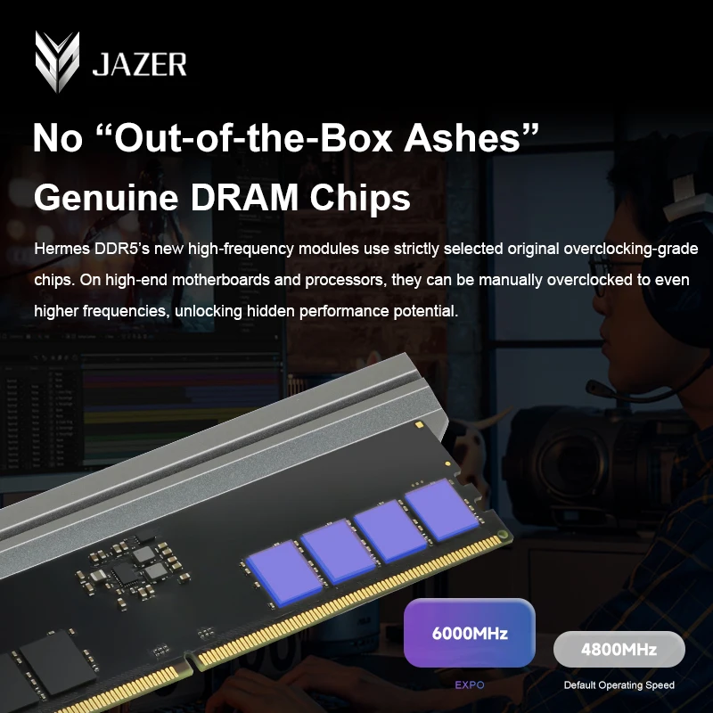 JAZER Ram DDR5 16GB 6000MHz 32GB(16GBX2) High Performance Desktop