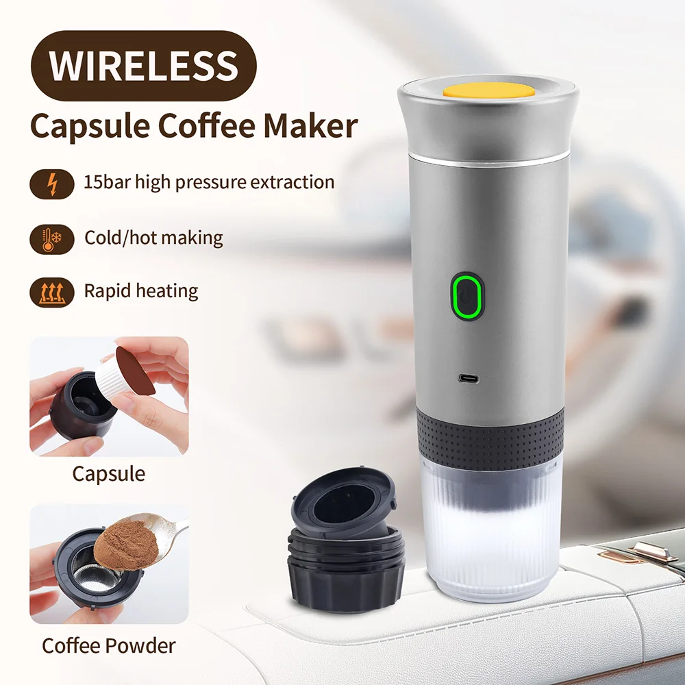 3-in-1 Portable Coffee Machine Wireless Capsule Coffee Machine Espresso Coffee Maker Travel Home Use Automatic Coffee Maker