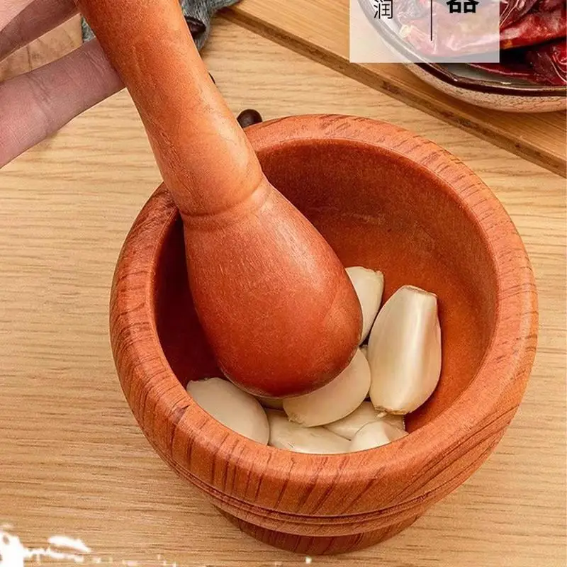 Manual Food Grinder Bowl Mashing Medicine Seasoning Tools Household Pressing Pounding Garlic Mortar and Pestle Set