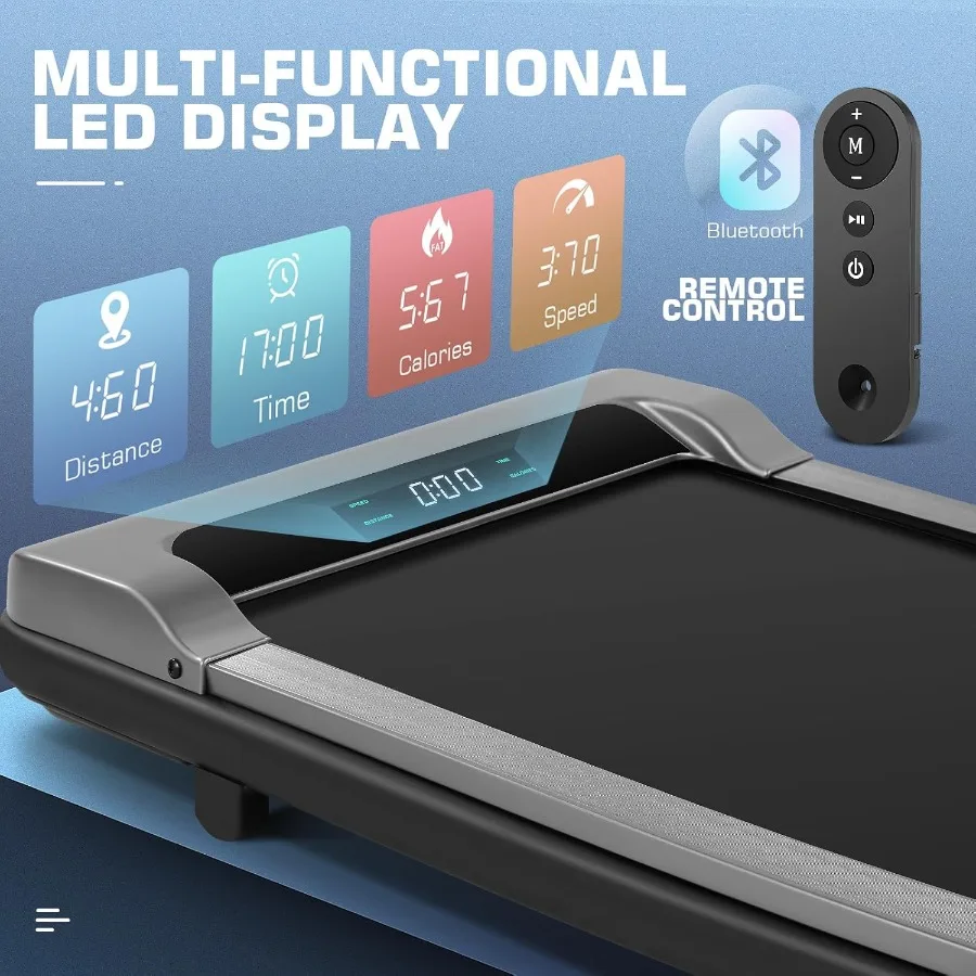 Walking Pad Laufband 2,5 PS Leises Laufband unter dem Schreibtisch mit breitem Laufband Tragbare Laufbänder für das Heimbüro Kleine LED-Dis