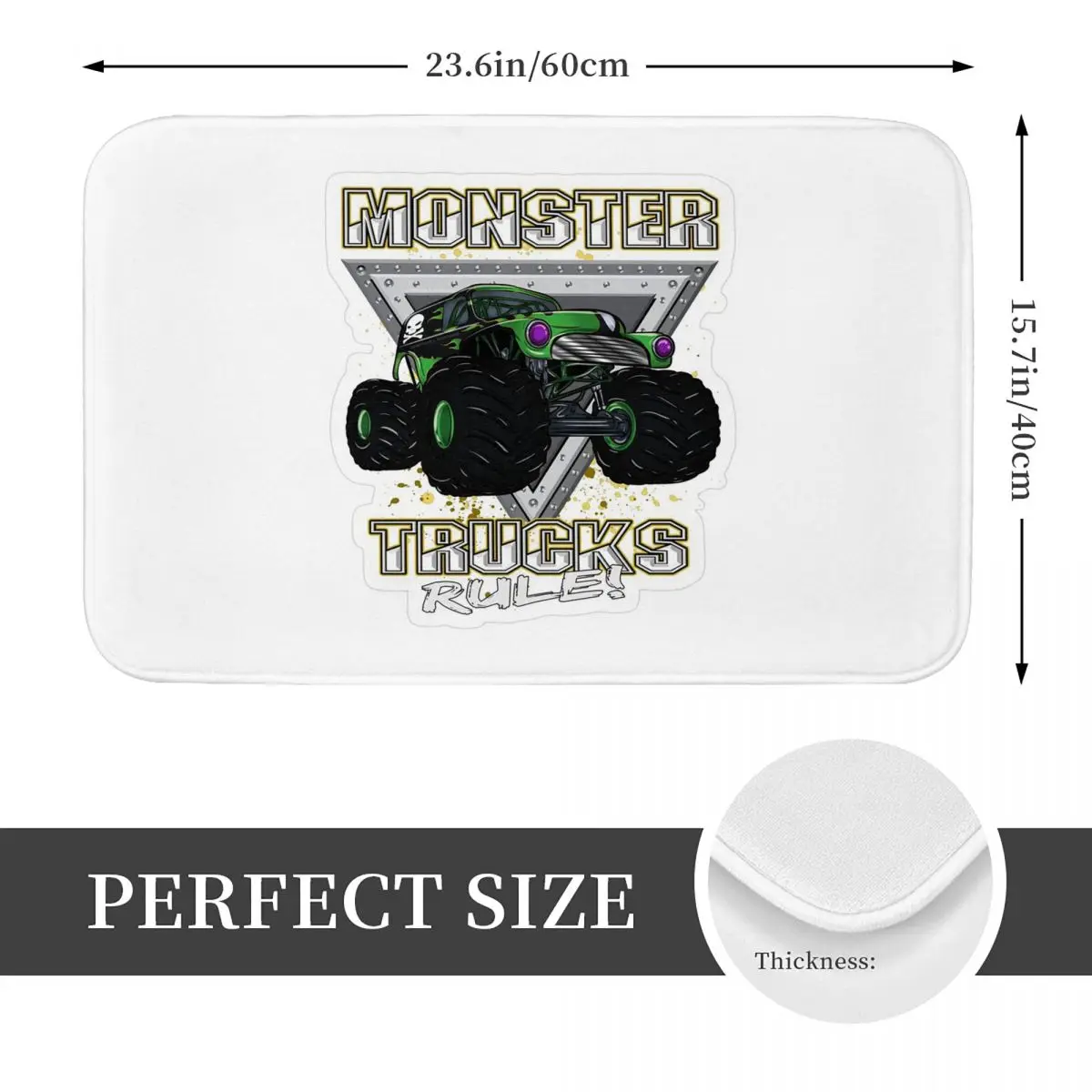 Classic Monster Jam Truck Pattern Non-slip Doormat Floor Mat Dust-proo Carpet Rug for Kitchen Entrance Home Living room Footpad
