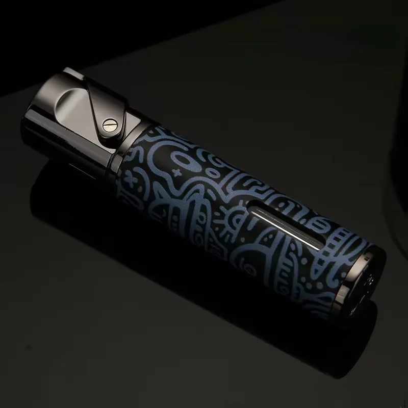 Briquet portable HONEST, petit, coupe-vent, gonflable, en métal, avec impression personnalisée de motifs, briquet à cigares pour homme, cadeau de fête
