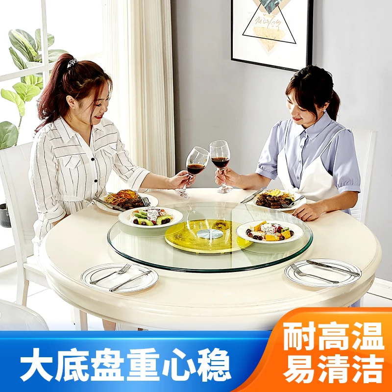 HQ GL01 Tempered Glass Top 70CM/80CM/90CM Lazy Susan with Glass Turntable Swivel Plate for Dining Table image 6