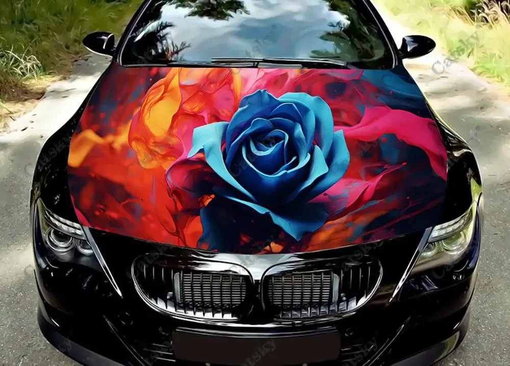 

Flower Rose Car Hood Decals Self Adhesive Paint Stickers Car SUV Wraps Truck Graphics Car Hood Vinyl Decals