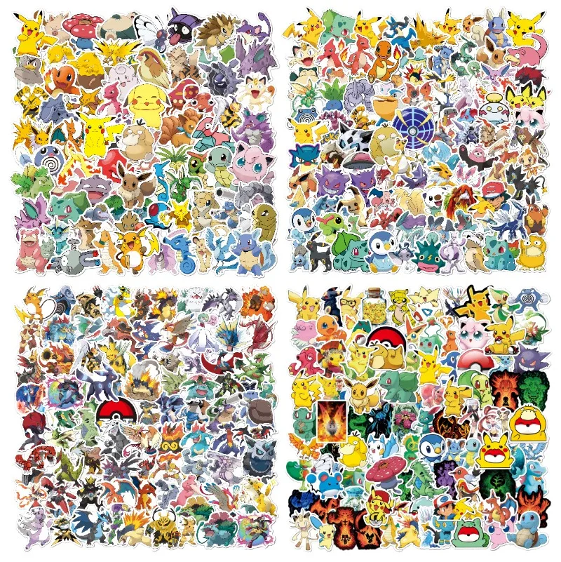 

100pcs/lot Anime Pokemon Stickers Cute Pikachu Gengar Eeveelution Cartoon Elves Waterproof Stickers Children's Toys Gifts