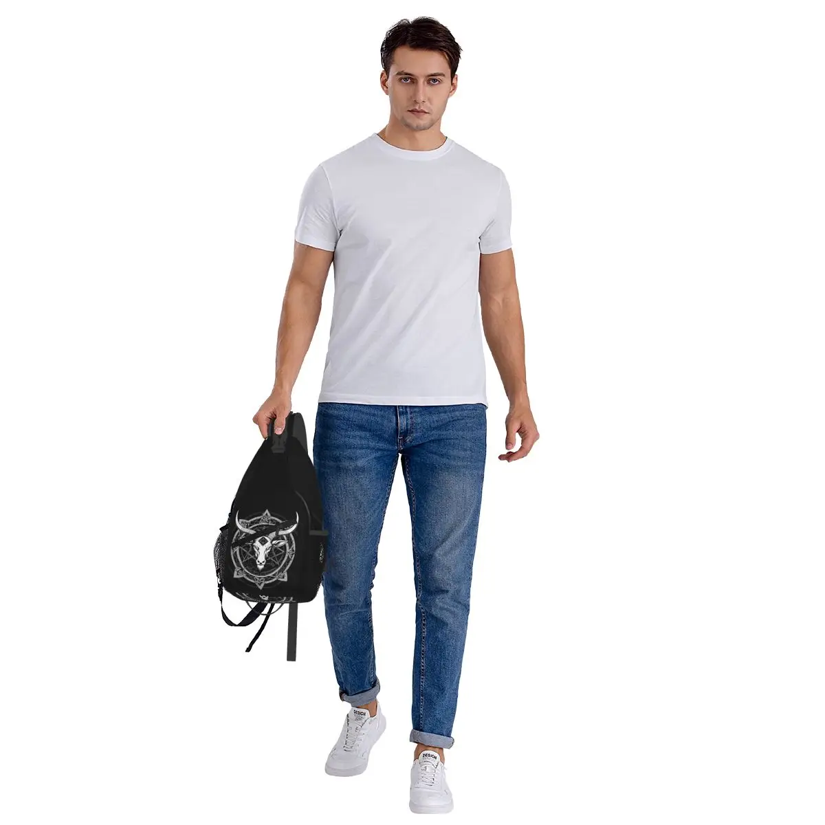 Bolso de pecho con pentagrama satánico oculto para hombre, bandolera, bolso de pecho, mochila de viaje para senderismo, bolso de hombro