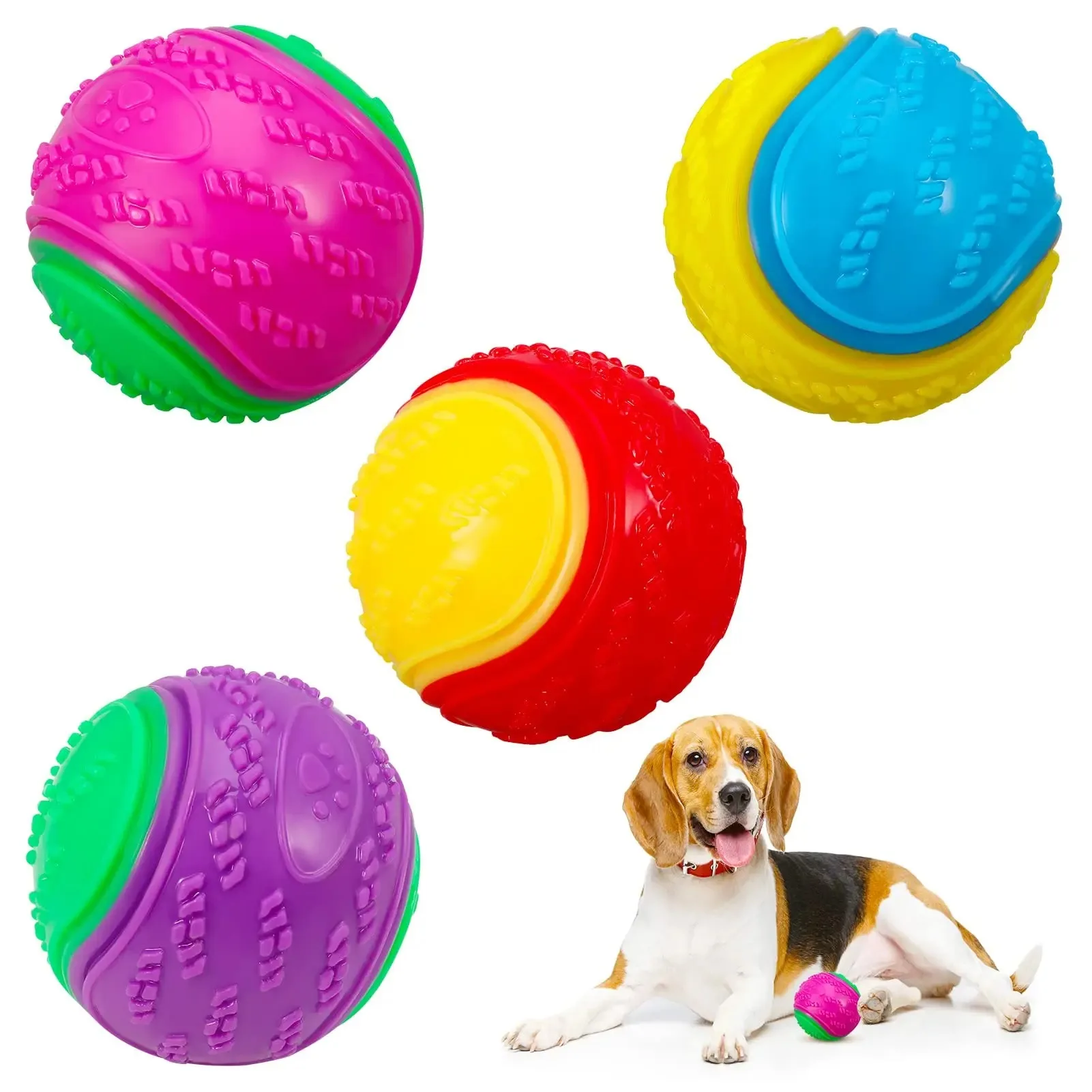 

Manufacturer Wholesale Pet Chewing Interactive Toys Two-color Squeaky Dog Toy Ball Dog Bite Cleaning Teeth