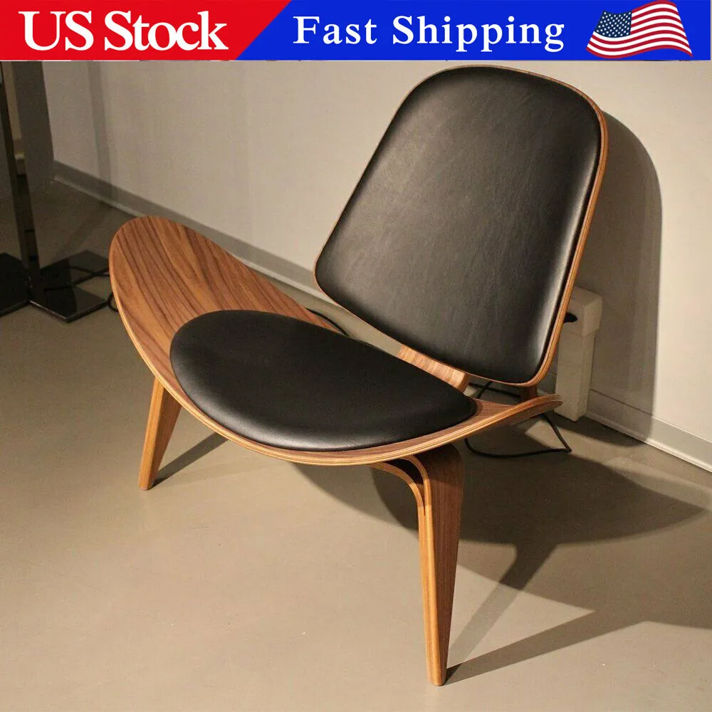 

Кресло-ракушка в стиле Ханса Вегнера, винтажный дизайн, массив дерева, коричневый цвет