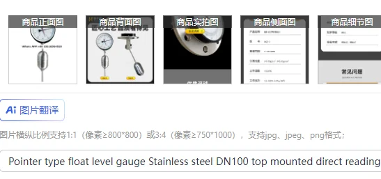 Pointer type float level gauge Stainless steel DN100 top mounted direct reading dial level gauge