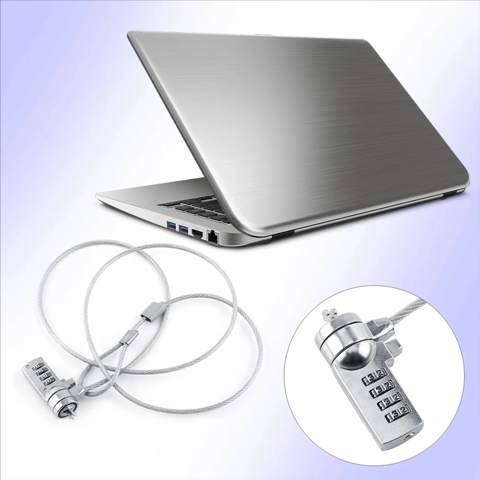 Laptop and PC anti-theft devices, combined security lock, cable chain, 4-digit password