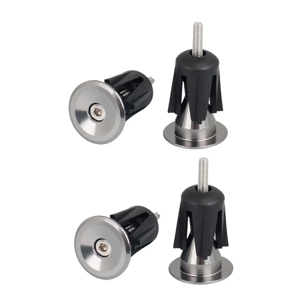 2Pair Aluminum Alloy Bike Handlebar End Caps Lightweight Durable Expandable Replacement Grips Road Silver